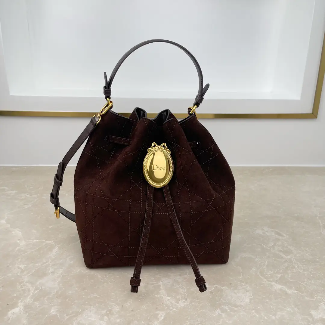 Dior Quilted Bucket Bag with Gold Oval Badge image 1