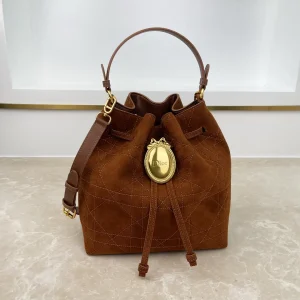Dior Quilted Bucket Bag with Gold Oval Badge image 1