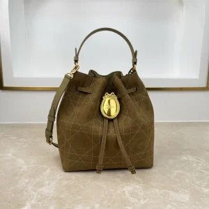 Dior Quilted Bucket Bag with Gold Oval Badge image 1
