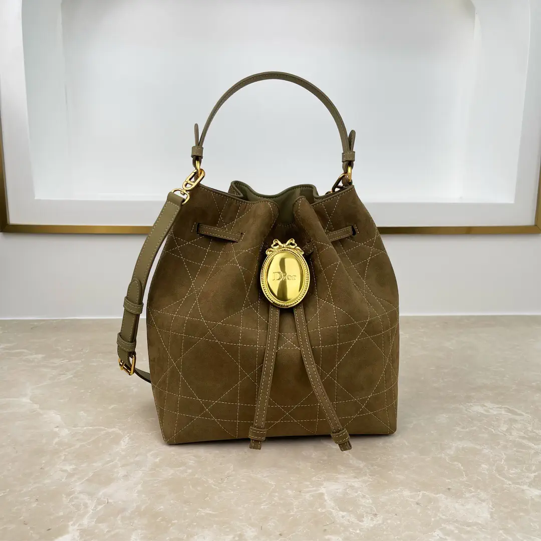 Dior Quilted Bucket Bag with Gold Oval Badge image 1