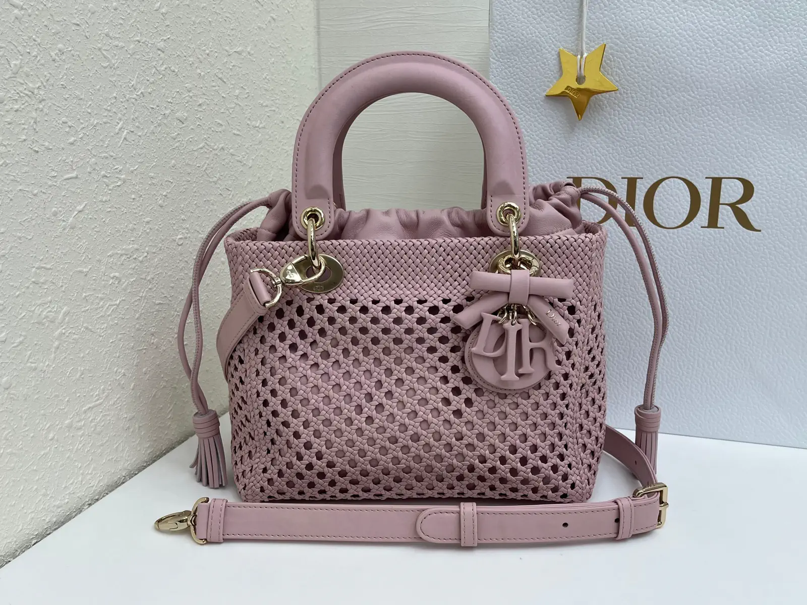 Dior Woven Lady Dior Top Handle Bag image 1