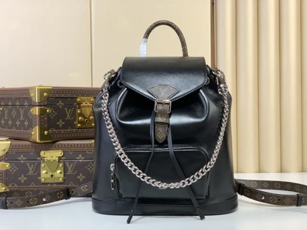Louis Vuitton Montsouris Black Leather Backpack image 1