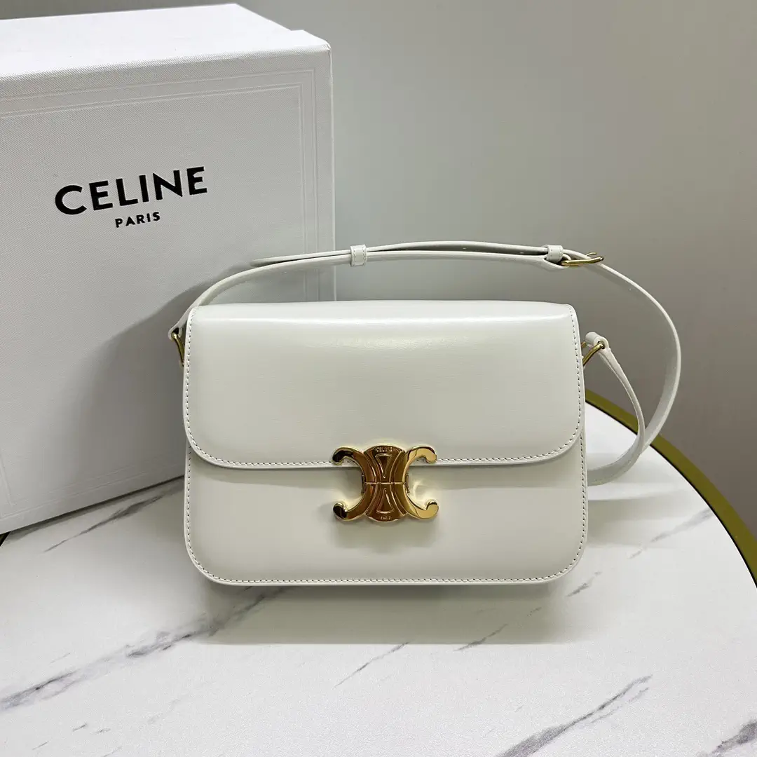 CELINE White Triomphe Shoulder Bag image 1