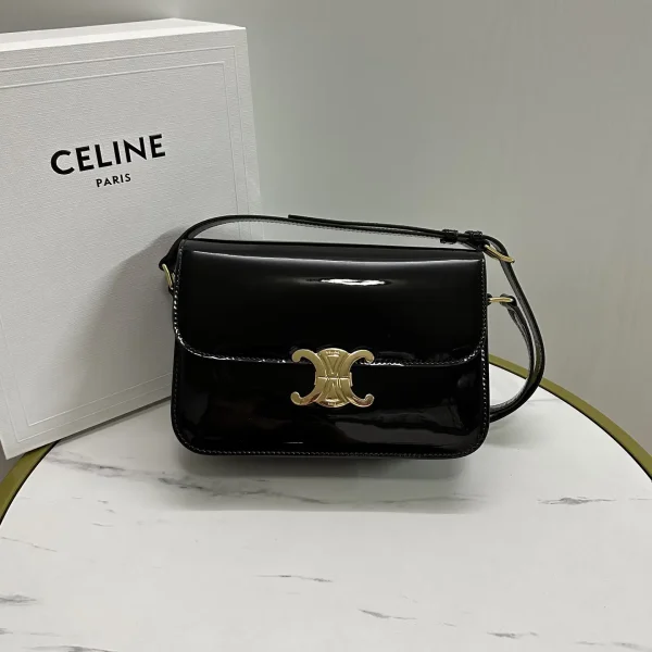 CELINE Triomphe Black Patent Shoulder Bag image 1