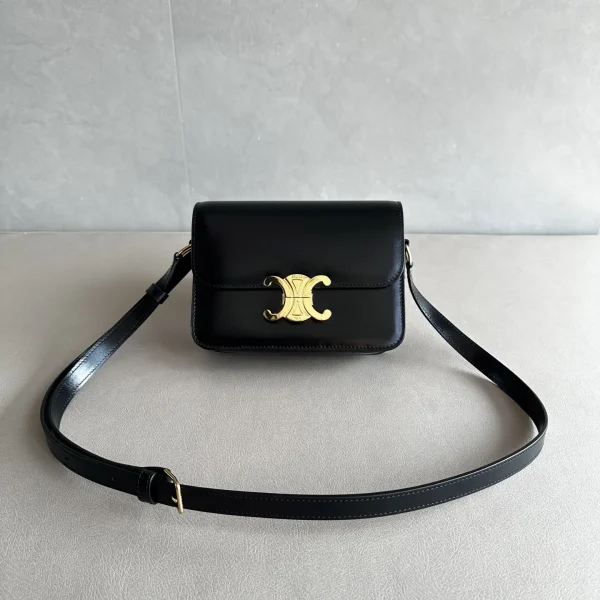 CELINE Triomphe Black Leather Shoulder Bag image 1