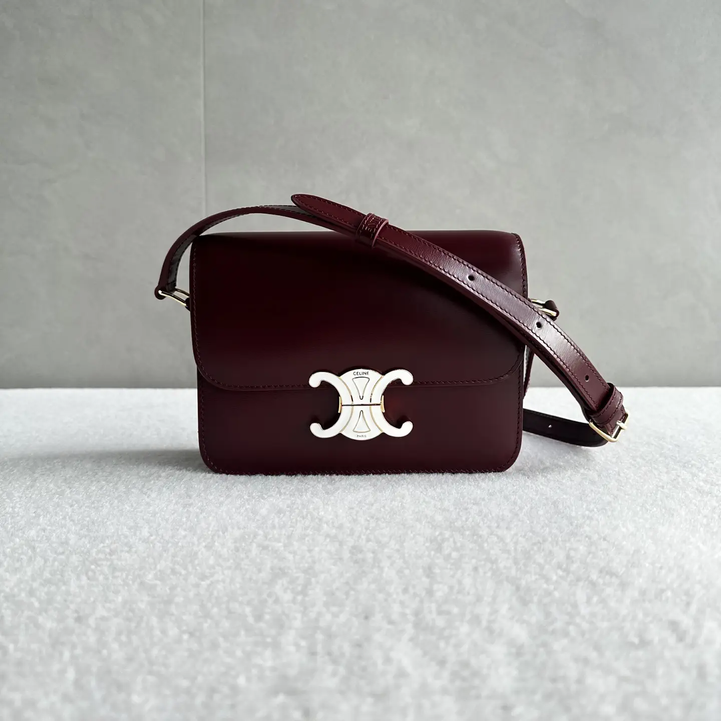 CELINE Burgundy Triomphe Crossbody Bag image 1