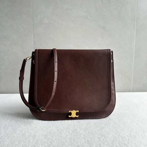 CELINE Dark Brown Soft Triomphe Besace Shoulder Bag image 1