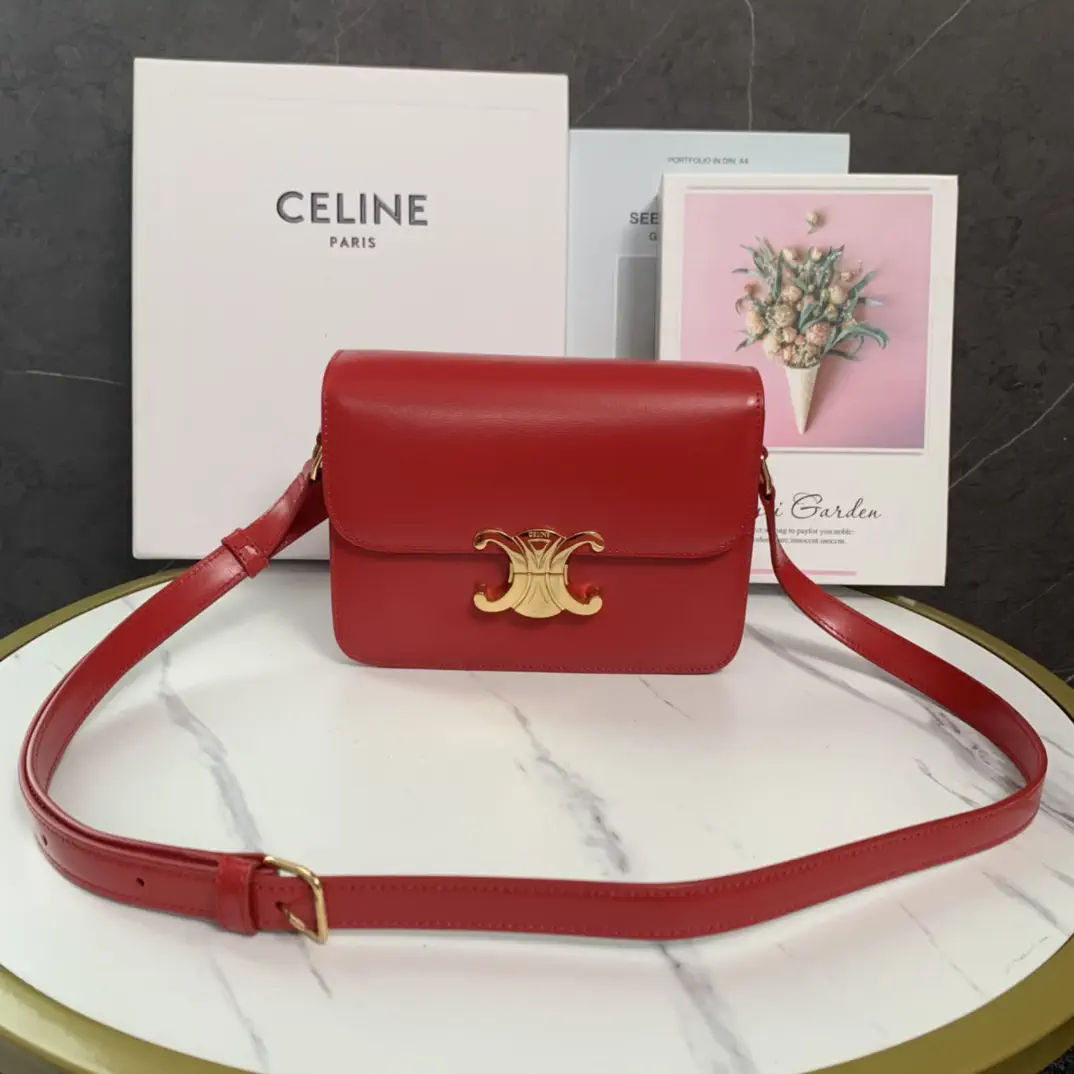 CELINE Red Triomphe Shoulder Bag image 1