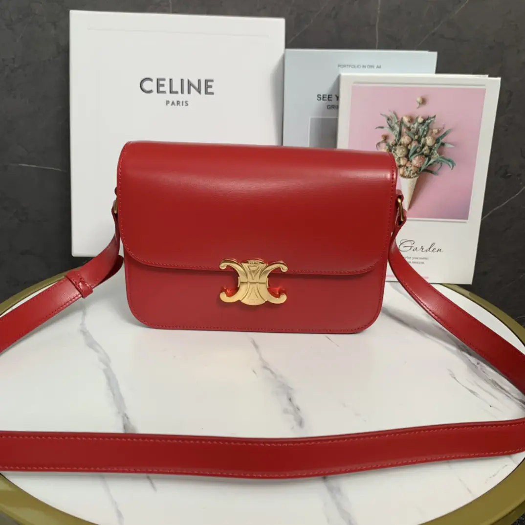 CELINE Red Triomphe Shoulder Bag image 1
