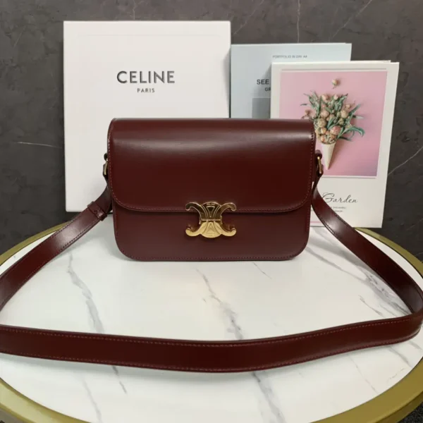 CELINE Triomphe Burgundy Shoulder Bag image 1