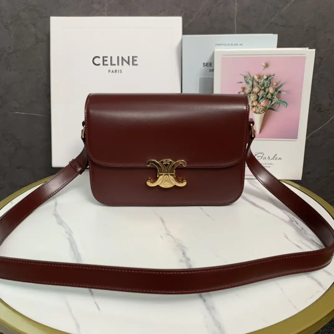 CELINE Triomphe Burgundy Shoulder Bag image 1