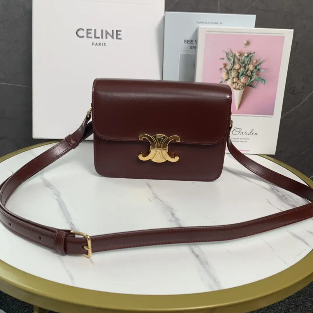 CELINE Burgundy Triomphe Crossbody Bag image 1