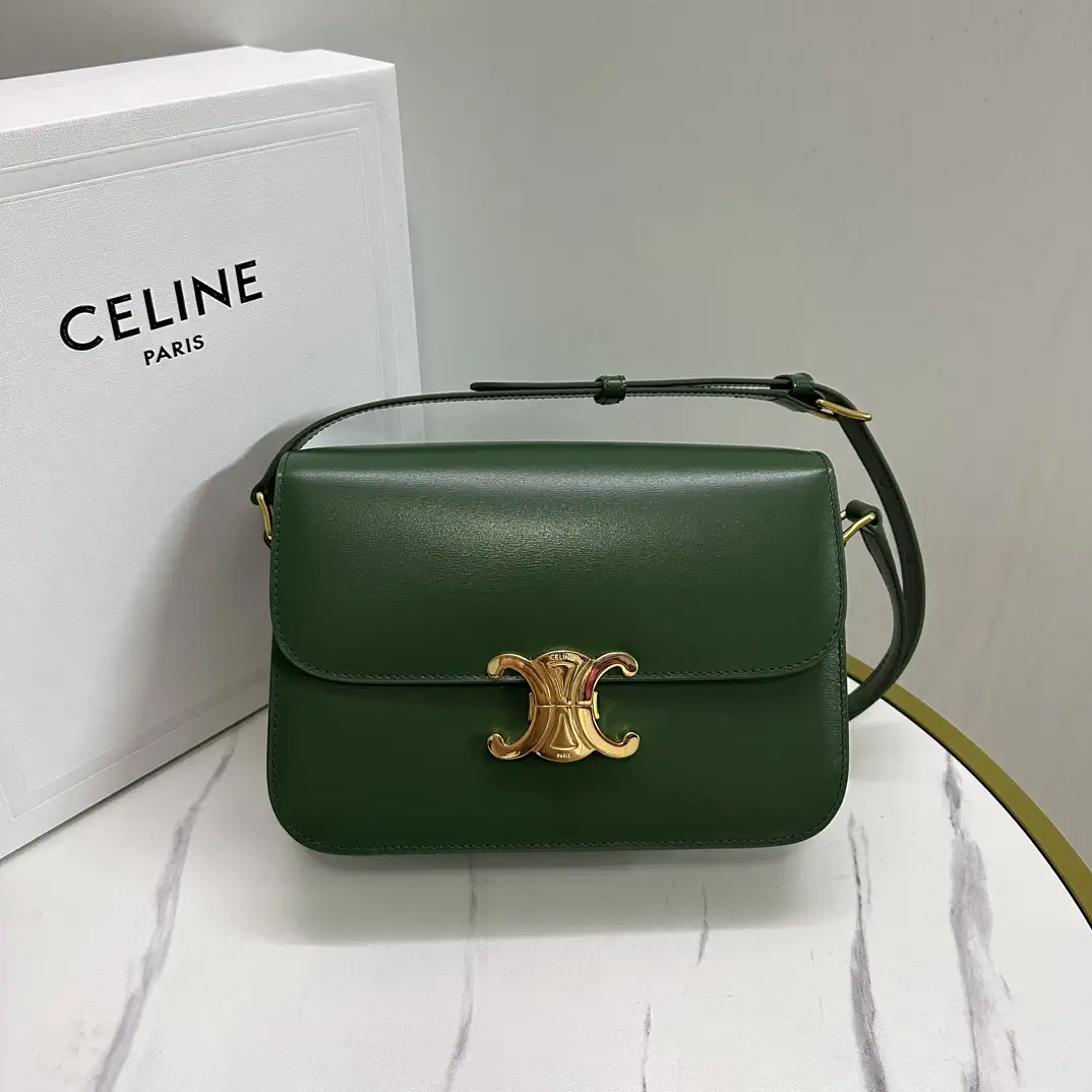 CELINE Triomphe Dark Green Shoulder Bag image 1