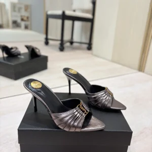 Yves Saint Laurent Ruched Pointed Toe High Heel Mules image 1
