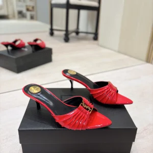 Yves Saint Laurent Ruched Pointed Toe Mid-Heel Mules image 1