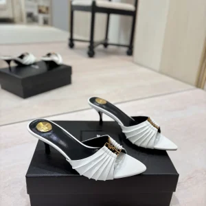 Yves Saint Laurent Ruched Pointed Toe Kitten Heel Mules image 1