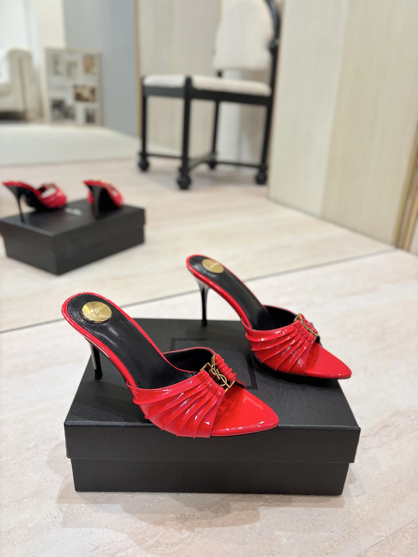 Yves Saint Laurent Ruched Pointed Toe Stiletto Mules image 1