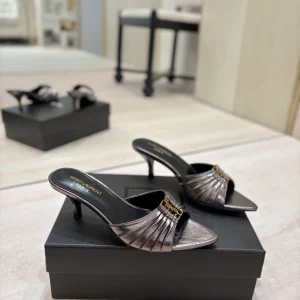 Yves Saint Laurent Ruched Pointed Toe Mid-Heel Mules image 1