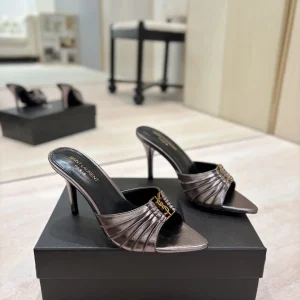 Yves Saint Laurent Ruched Pointed Toe Mid-Heel Mules image 1