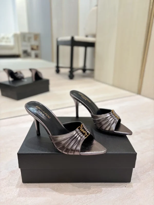 Yves Saint Laurent Ruched Pointed Toe Mid-Heel Mules image 1