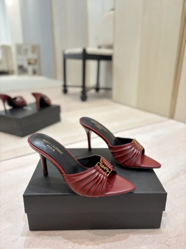 Yves Saint Laurent Ruched Pointed Toe Mule Heels image 1