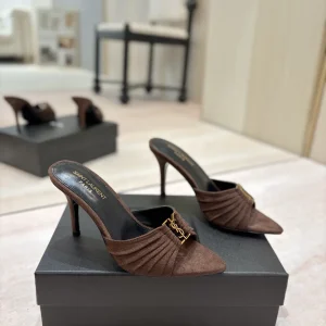 Yves Saint Laurent Ruched Pointed Toe Mule High Heels image 1
