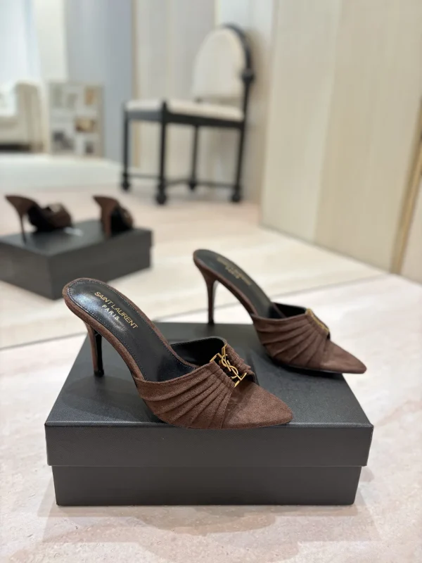 Yves Saint Laurent Ruched Pointed Toe Mule High Heels image 1