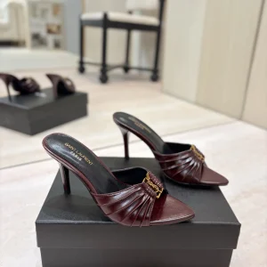 Yves Saint Laurent Ruched Pointed Toe High Heel Mules image 1