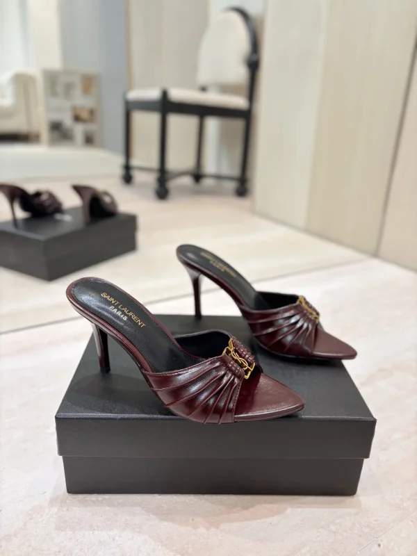 Yves Saint Laurent Ruched Pointed Toe High Heel Mules image 1