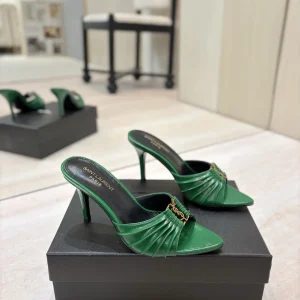 Yves Saint Laurent Ruched Pointed Toe Mule Heels image 1