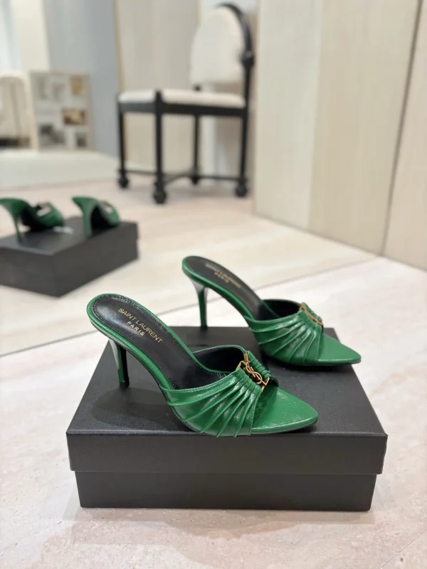 Yves Saint Laurent Ruched Pointed Toe Mule Heels image 1