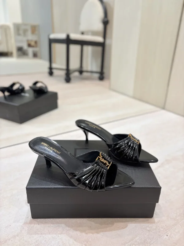 Yves Saint Laurent Ruched Pointed Toe Mid-Heel Mules image 1