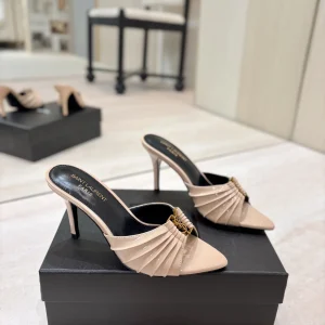 Yves Saint Laurent Ruched Pointed Toe Mule Heels image 1