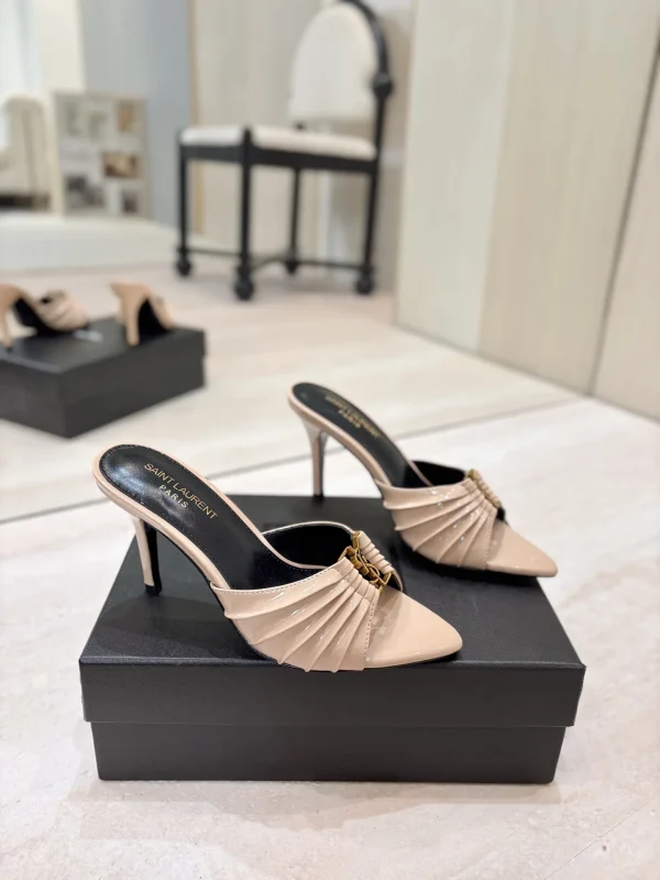 Yves Saint Laurent Ruched Pointed Toe Mule Heels image 1