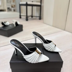 Yves Saint Laurent Ruched Pointed Toe Mule Heels image 1