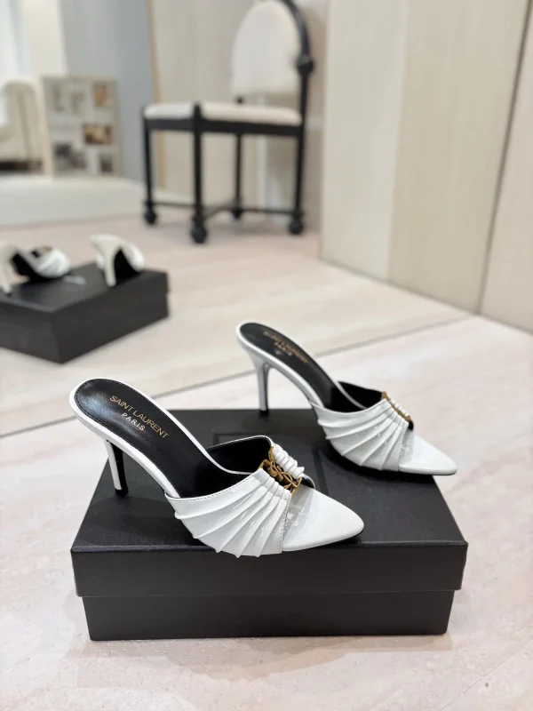 Yves Saint Laurent Ruched Pointed Toe Mule Heels image 1
