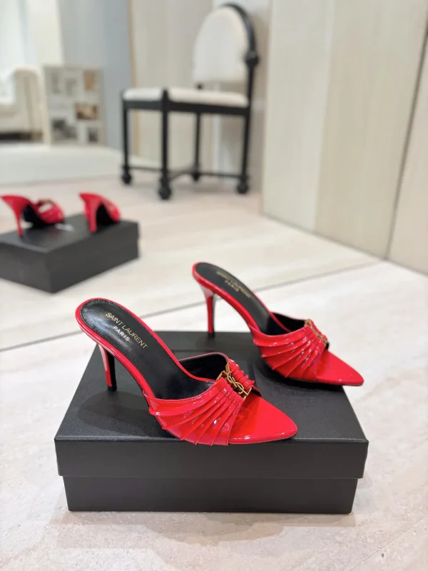 Yves Saint Laurent Ruched Pointed Toe Mule Heels image 1