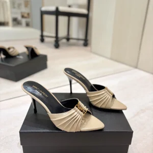 Yves Saint Laurent Ruched Pointed Toe Mule Heels image 1