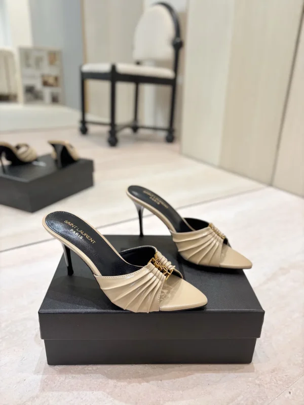 Yves Saint Laurent Ruched Pointed Toe Mule Heels image 1