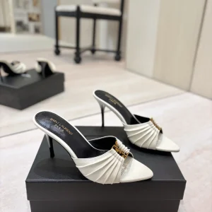 Yves Saint Laurent Ruched Pointed Toe Mule Heels image 1