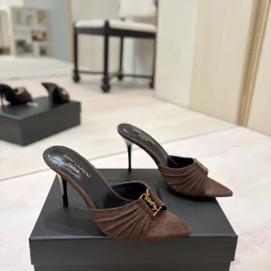 Yves Saint Laurent Ruched Pointed Toe Mule Heels image 1