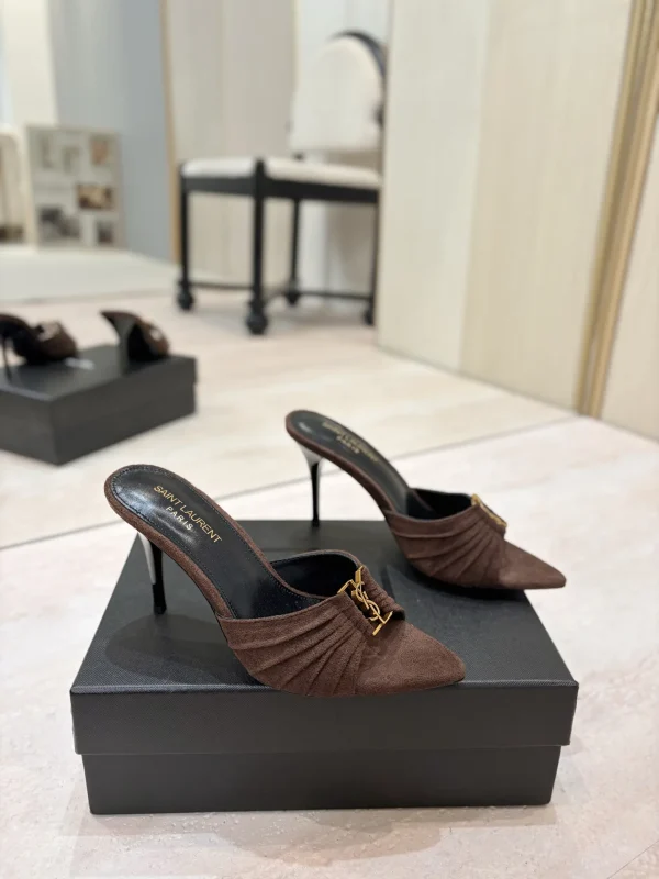 Yves Saint Laurent Ruched Pointed Toe Mule Heels image 1