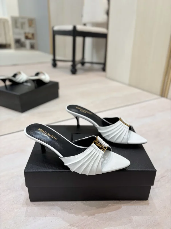 Yves Saint Laurent Ruched Pointed Toe Kitten Heel Mules image 1