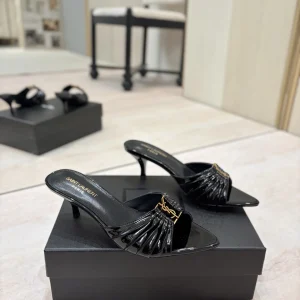Yves Saint Laurent Ruched Pointed Toe Mid Heel Mules image 1
