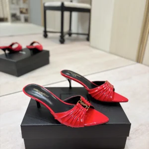 Yves Saint Laurent Ruched Pointed Toe Mid Heel Mules image 1