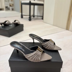 Yves Saint Laurent Ruched Pointed Toe Mid-Heel Mules image 1