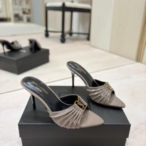 Yves Saint Laurent Ruched Pointed Toe High Heel Mules image 1