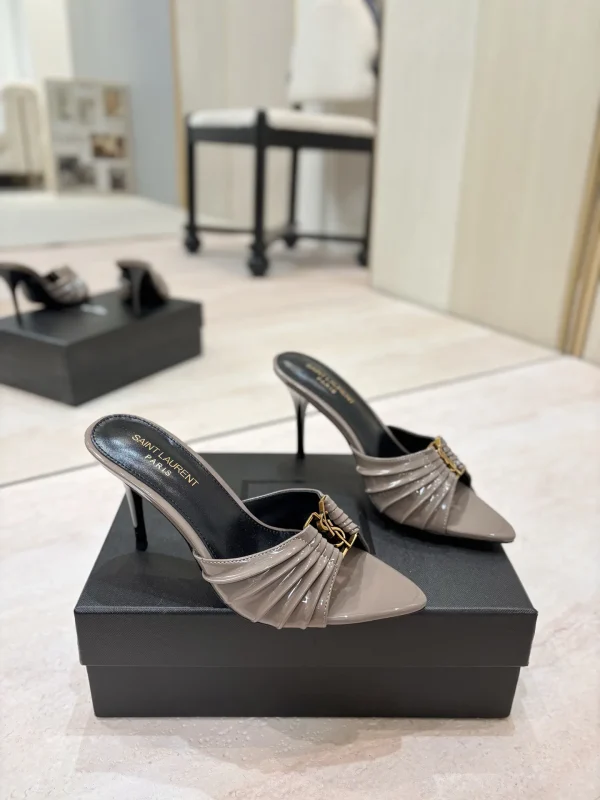 Yves Saint Laurent Ruched Pointed Toe High Heel Mules image 1