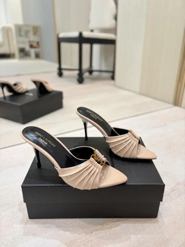 Yves Saint Laurent Ruched Pointed Toe High Heel Mules image 1