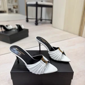 Yves Saint Laurent Ruched Pointed Toe High Heel Mules image 1